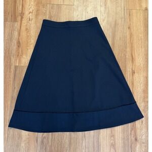 Catherine Malandrino Navy Blue A-Line Ponte Knit Skirt Size 6 Ladder Trim